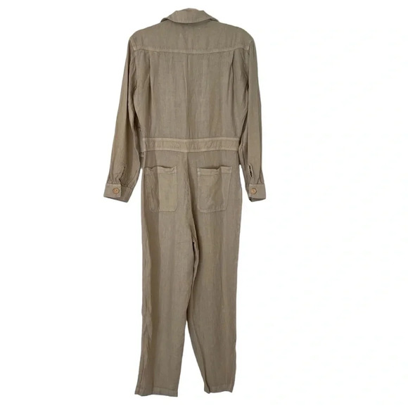 Mate the Label Linen Long Sleeve Jumpsuit Natural Small NWT Coastal Minimalist - Picture 6 of 11